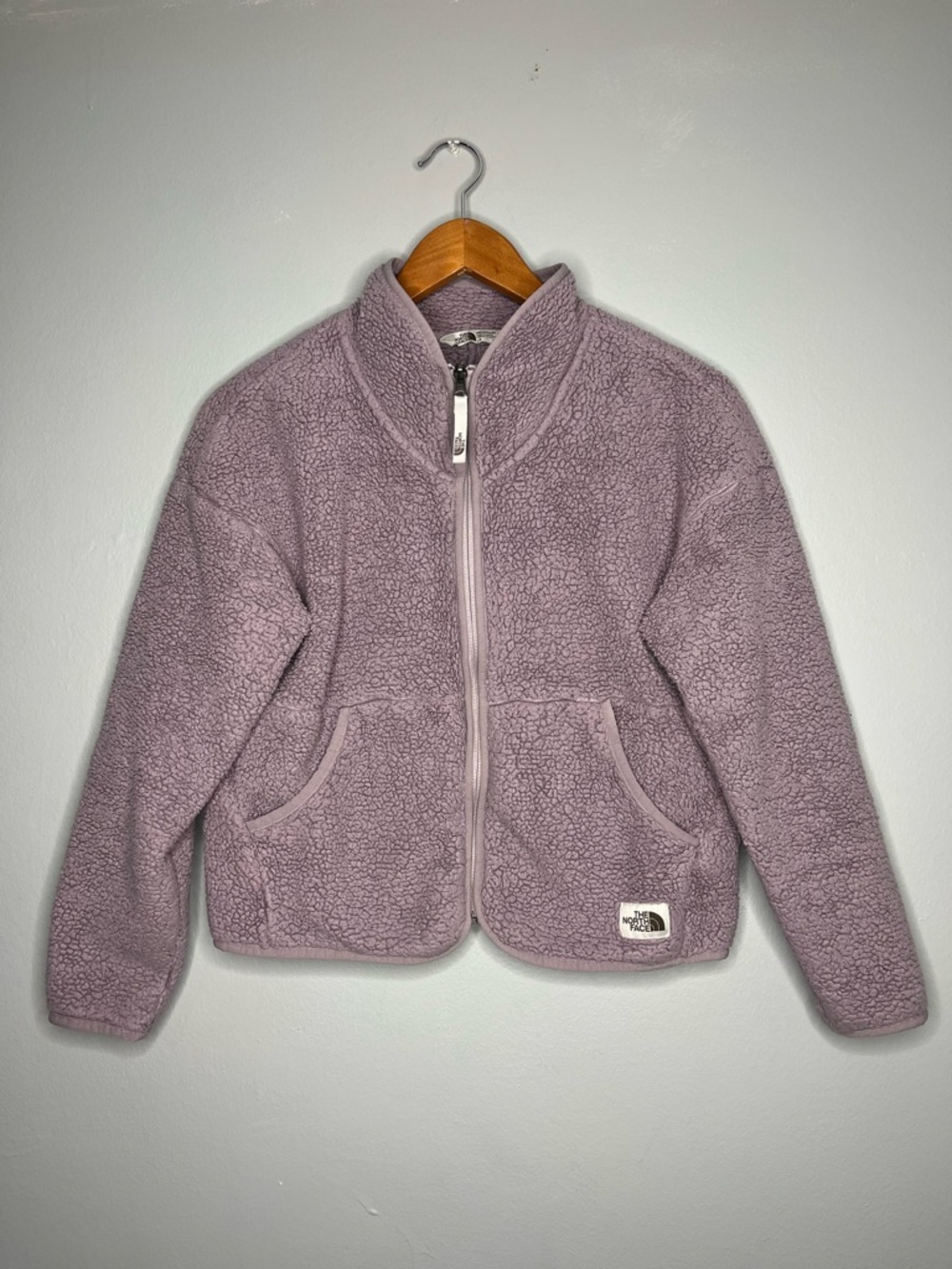 The North Face Girls Lilac Fleece Sherpa Bomber Zip Front Jacket